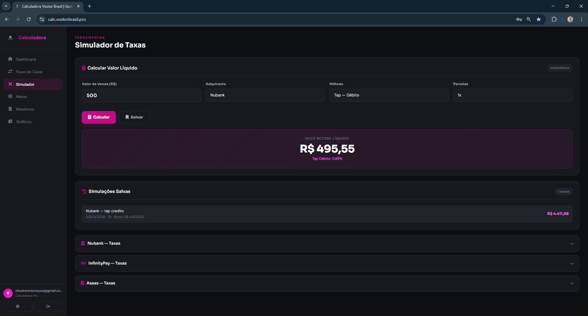 Simulador da Calculadora Financeira